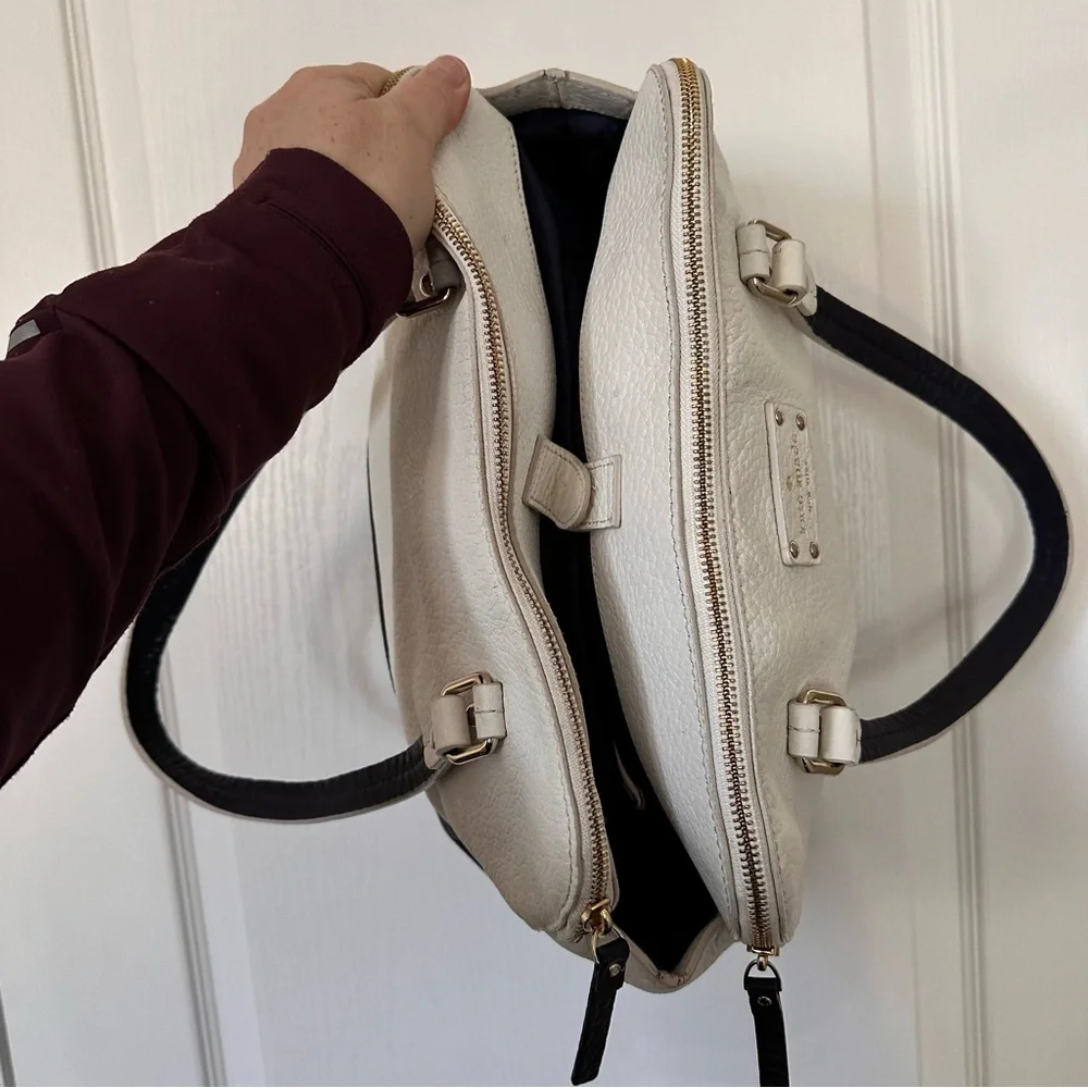 Kate Spade New York Wellesley Camryn real Leather Tote Shoulder Bag Blue & White - Picture 7 of 12